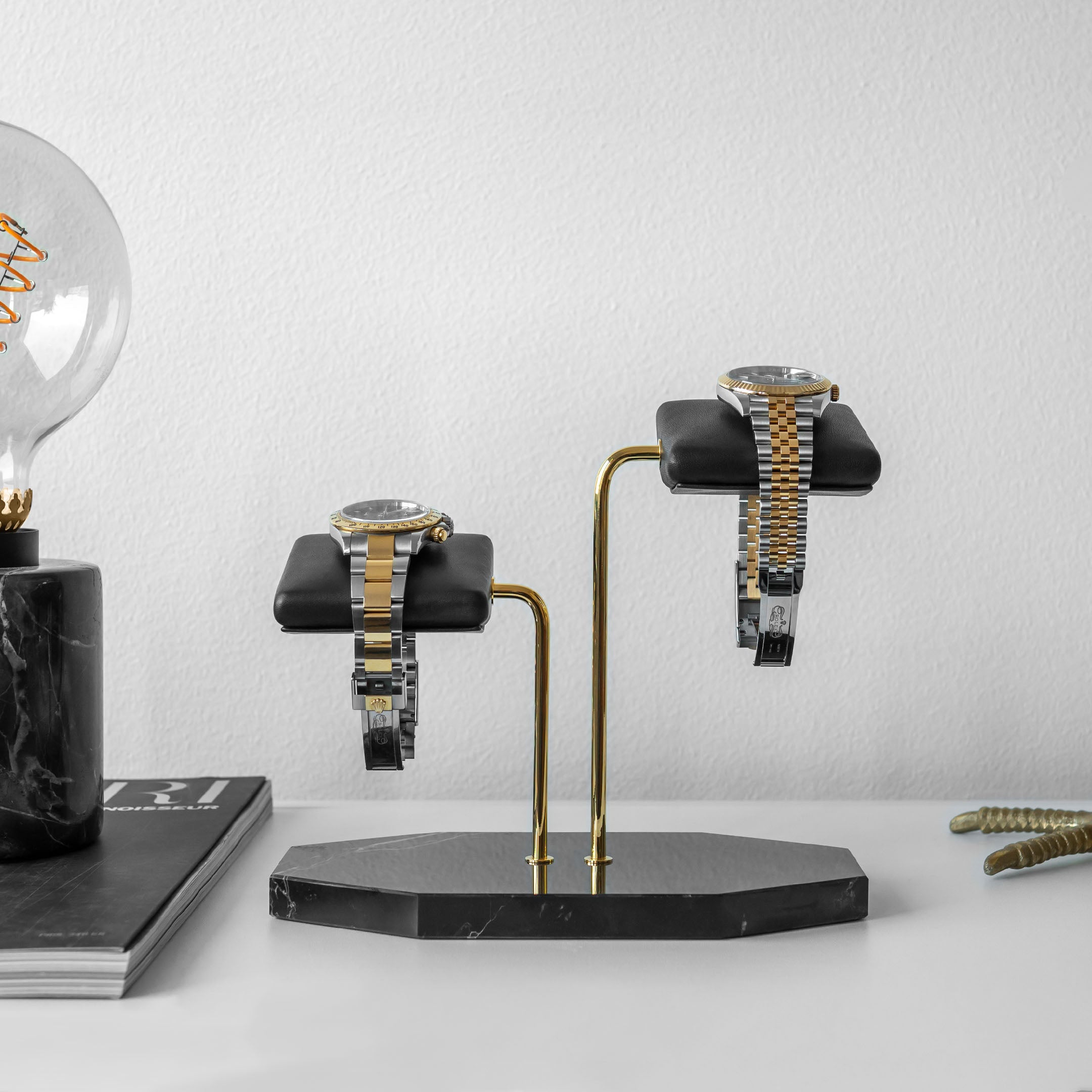 Midnight Carrara Watch Stand - Two Watches