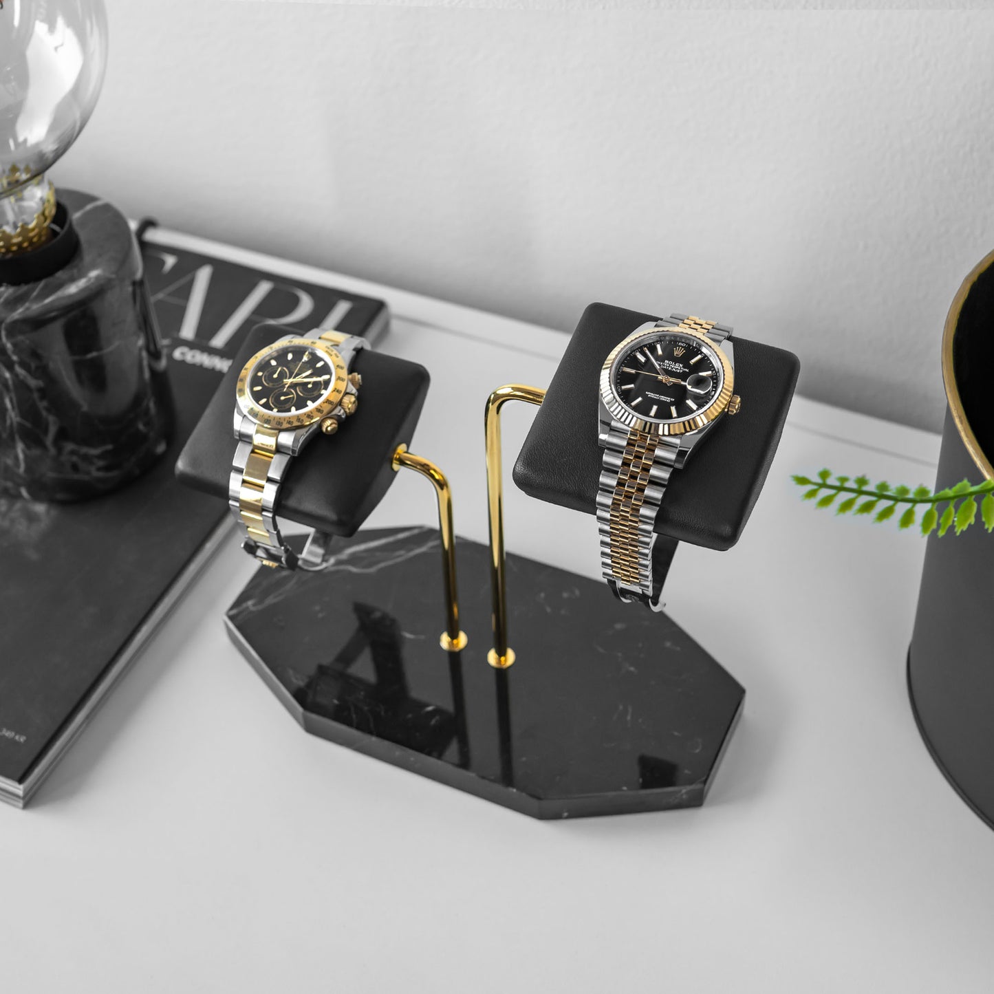 Midnight Carrara Watch Stand - Two Watches
